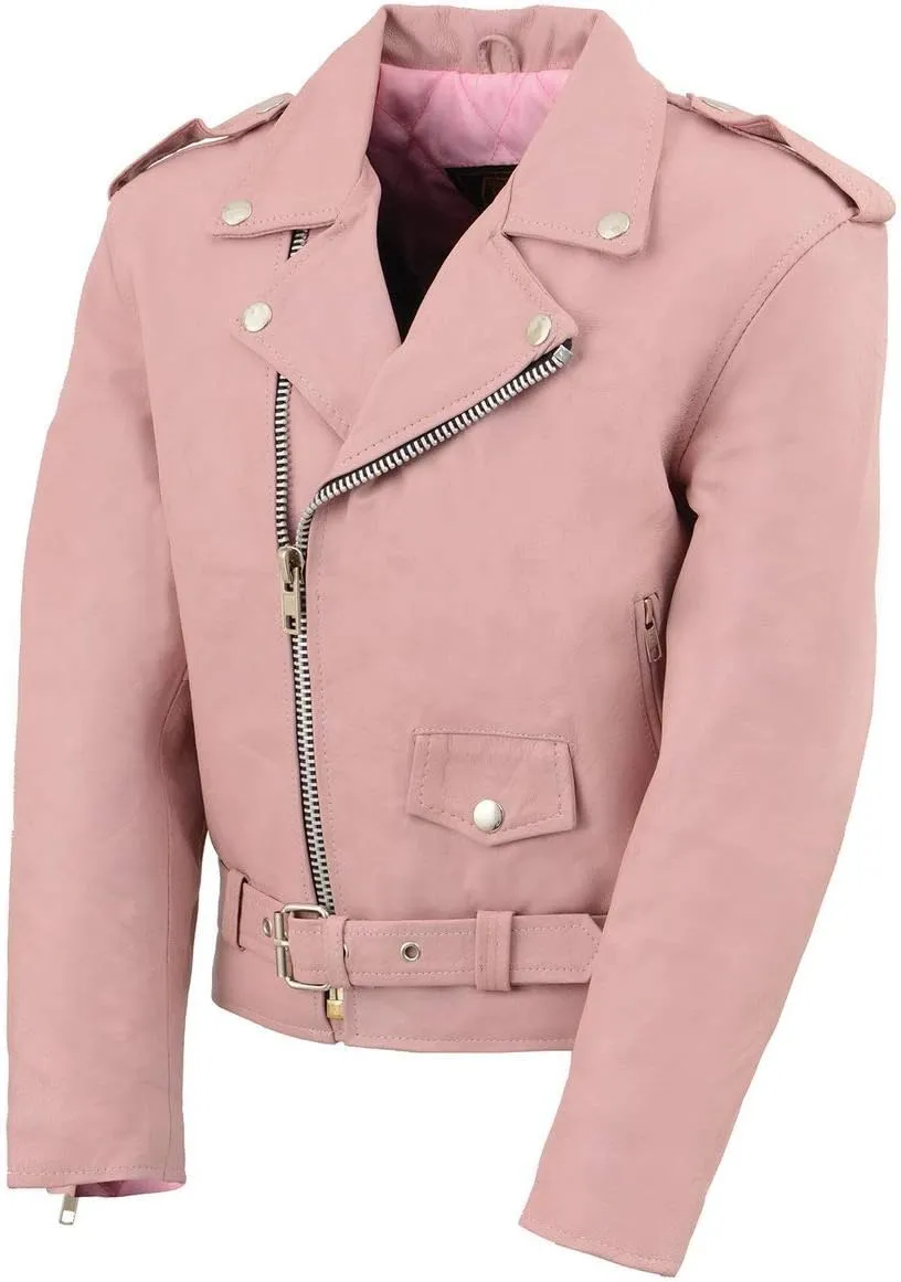 Milwaukee Leather SH2010 Girls Toddler Classic Style Pink Leather Motorcycle Jacket