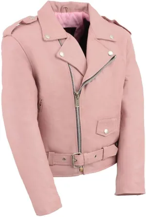 Milwaukee Leather SH2010 Girls Toddler Classic Style Pink Leather Motorcycle Jacket