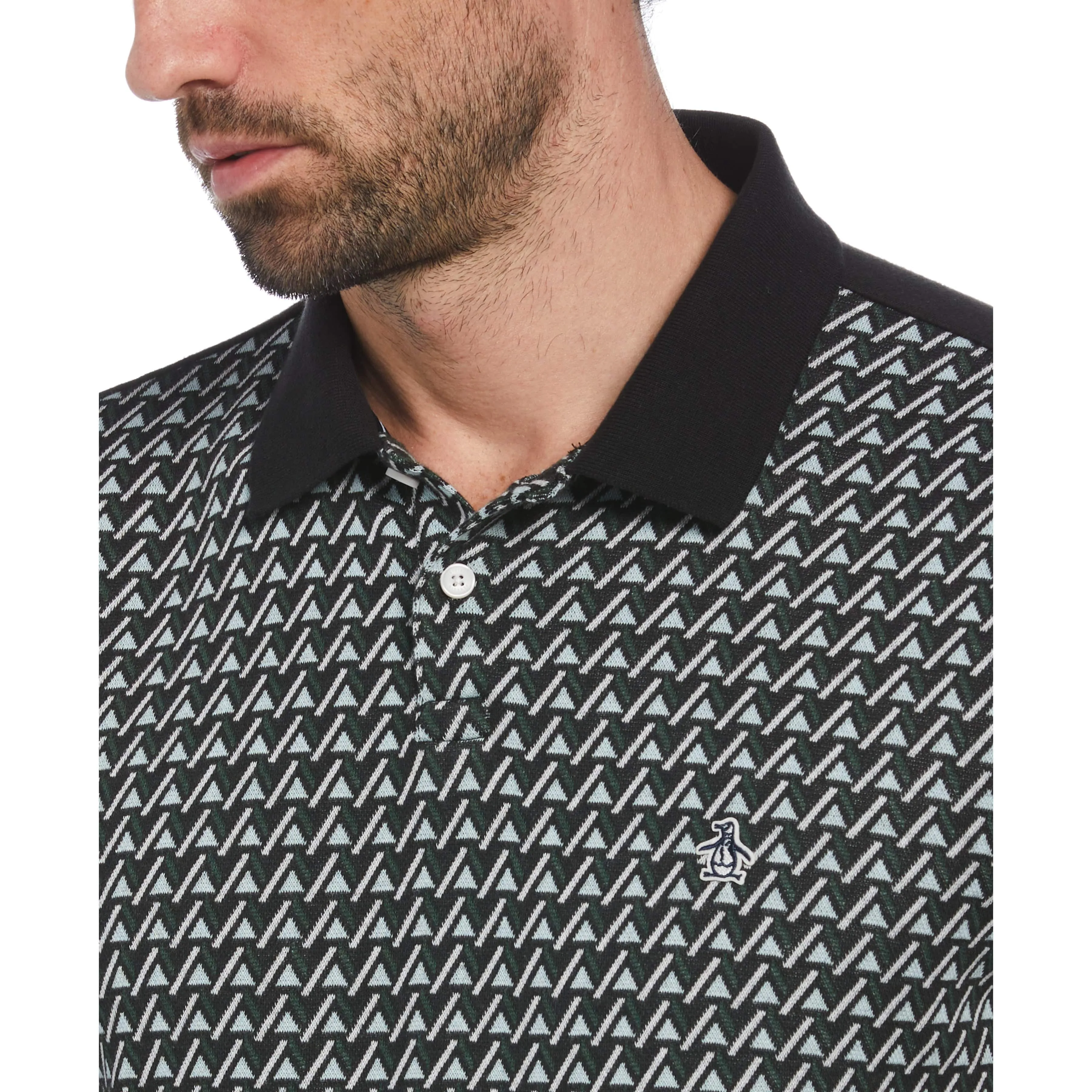 Mountain Print Jacquard Front Polo