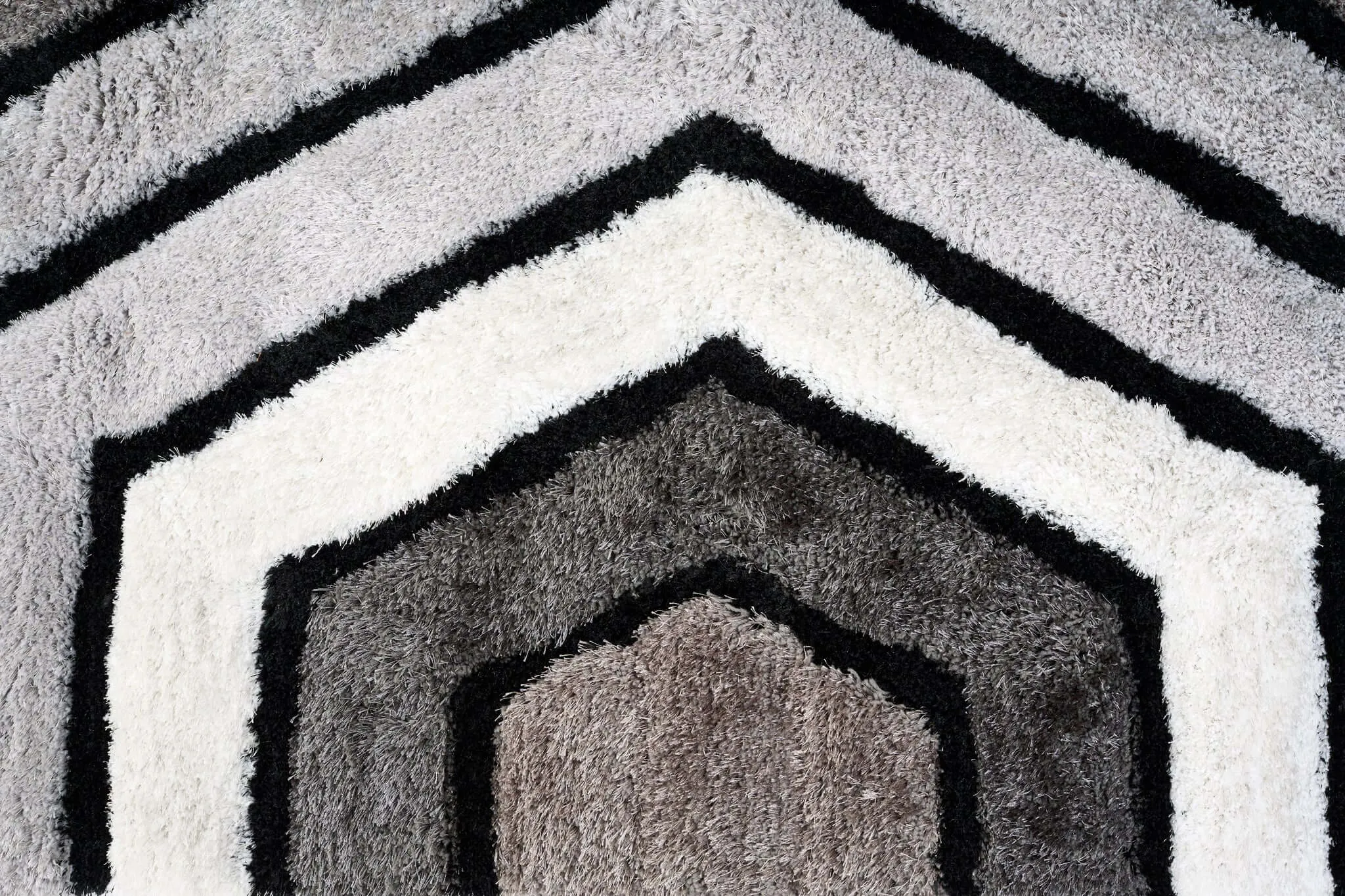 Neutral 3D Geometric Shaggy Rug - Hawaii