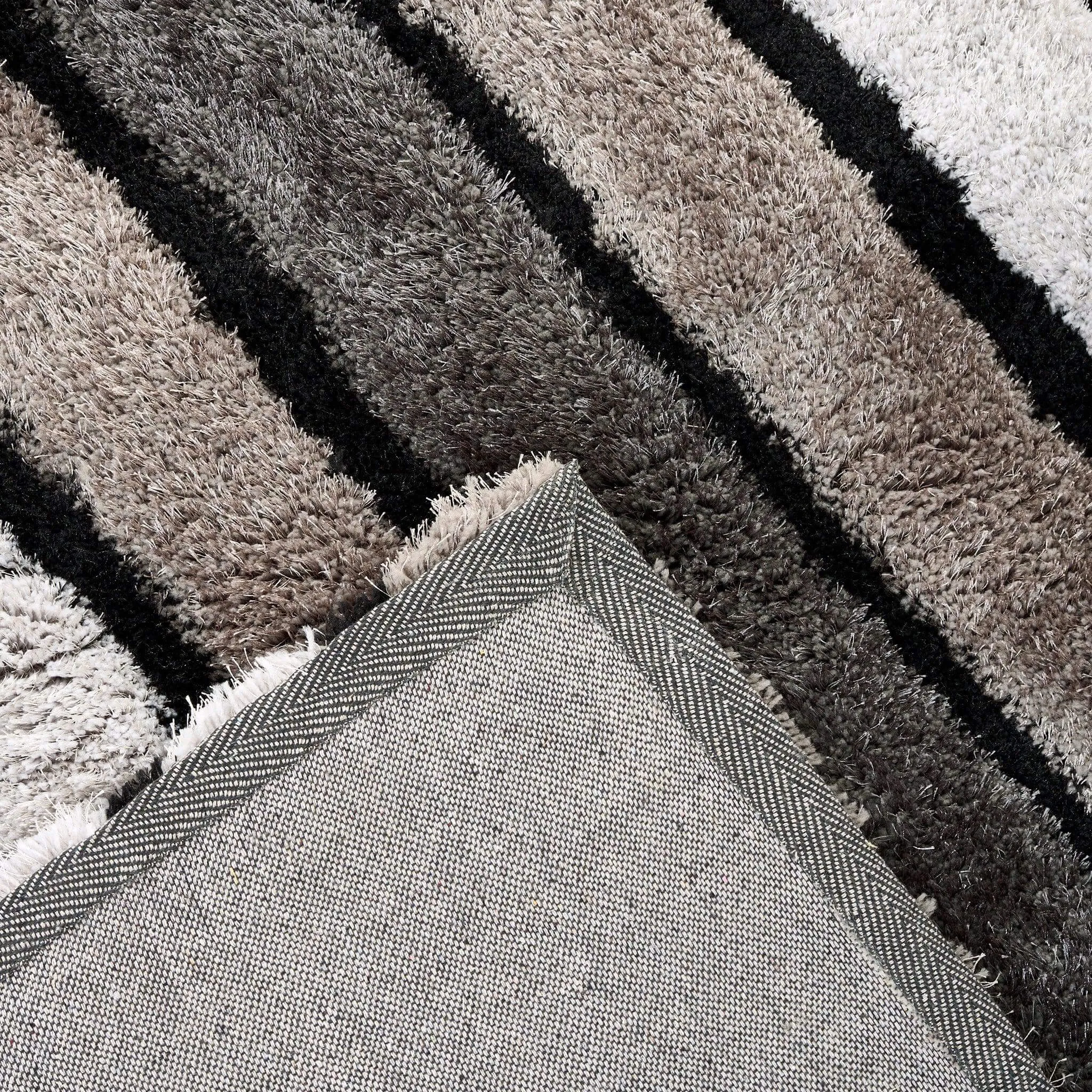 Neutral 3D Geometric Shaggy Rug - Hawaii