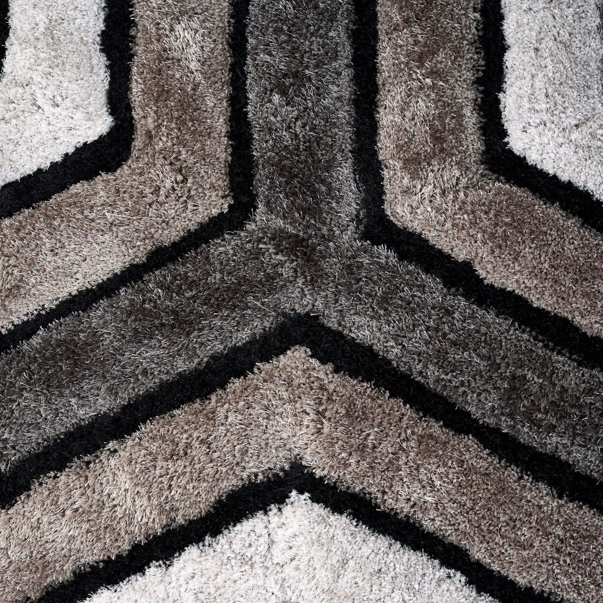 Neutral 3D Geometric Shaggy Rug - Hawaii