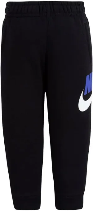 Nike Little Boys Black/Persian Violet Blue, Cozy Fleece Lined Active HBR Club Jogger Sweatpants, Bold Blue Oversized Logo/White Swoosh, Loose Fit, Style 86G7041/Color G2Q, Size 4 (3-4 Years Old)
