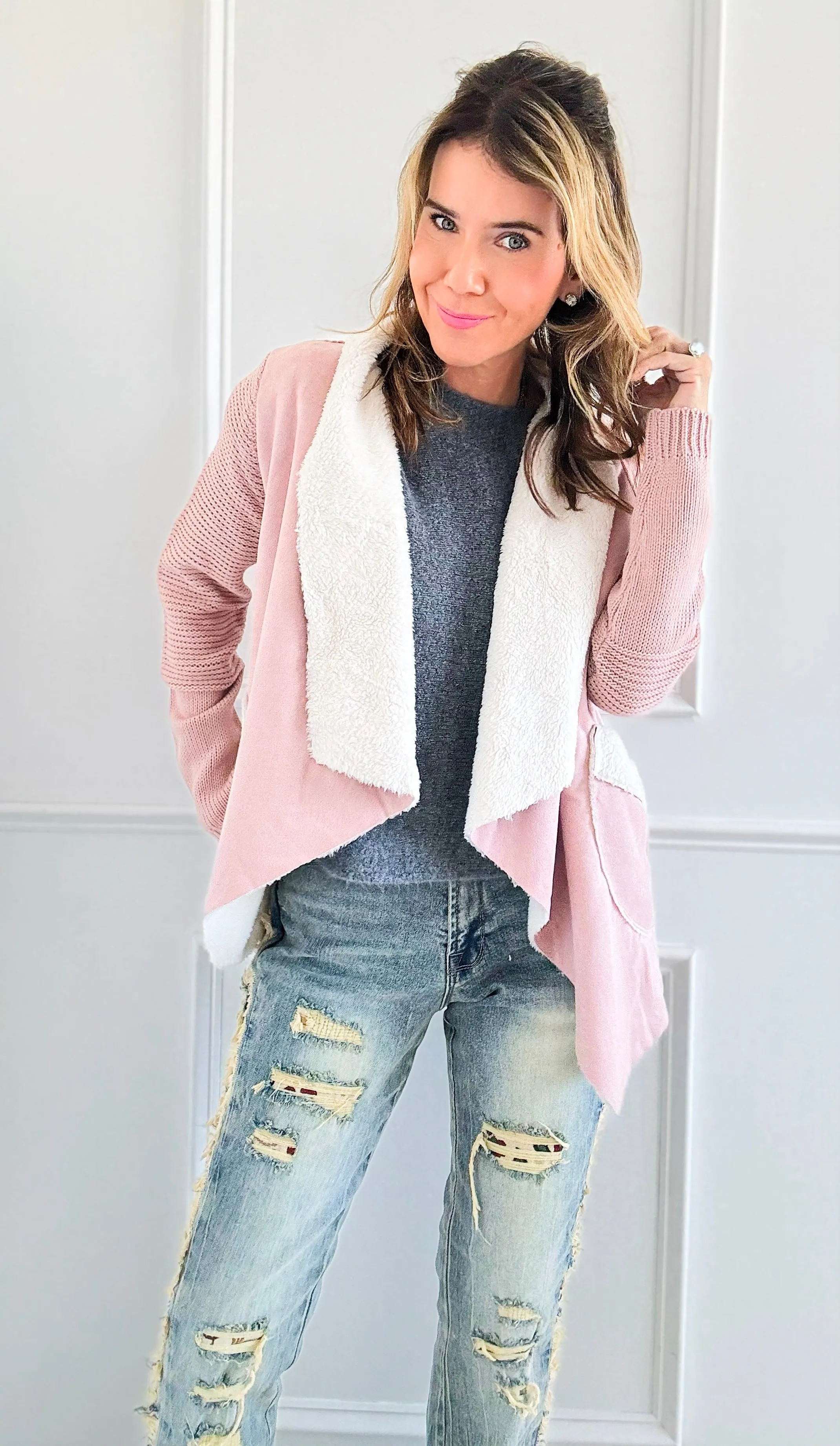 Open Front Sherpa Cardigan