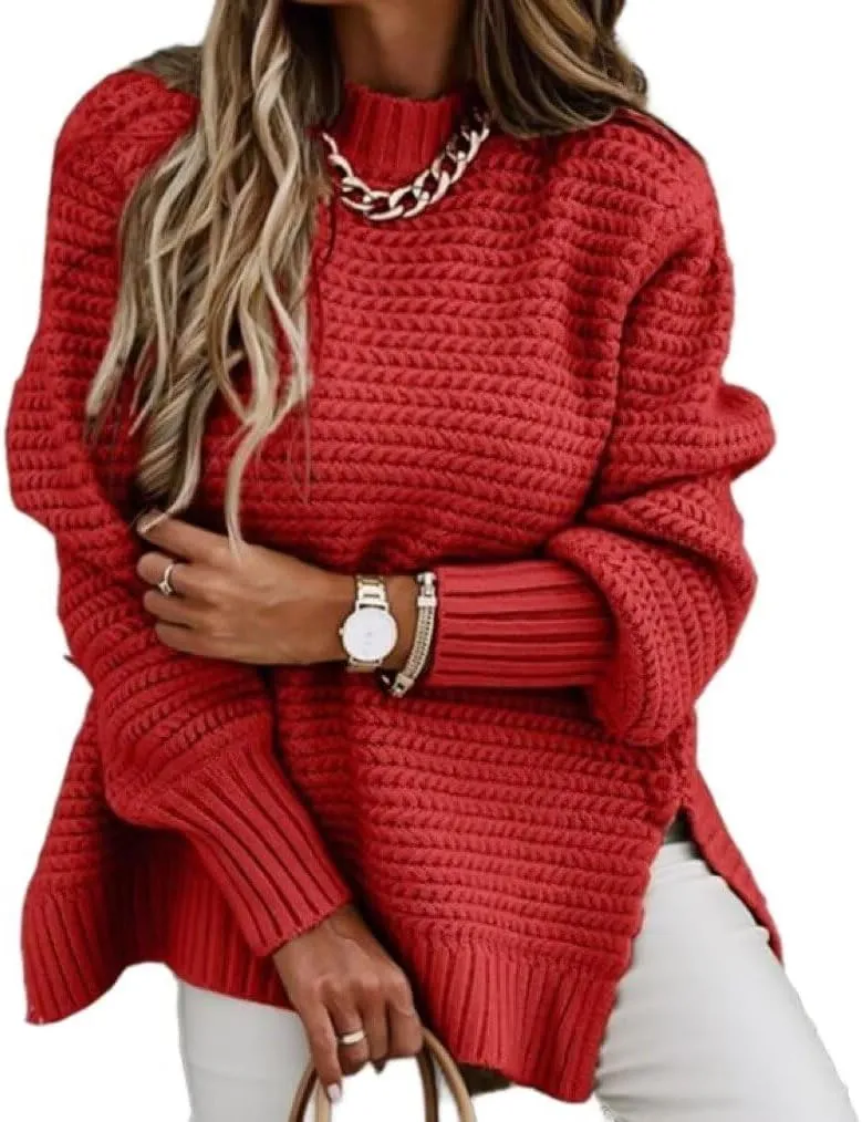 Oversized Sweaters for Women Heathered Long Sleeve Crew Neck Pullover Knit Sweater Casual Fall Tops 2025 Fashion