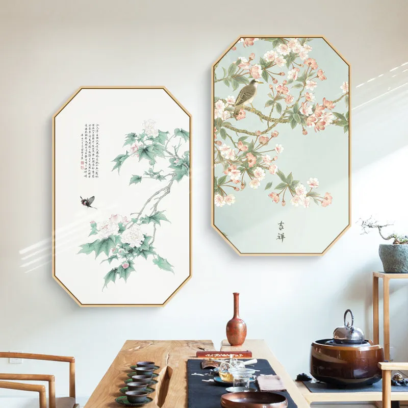 Pink Oriental Wall Art With Floating Frame
