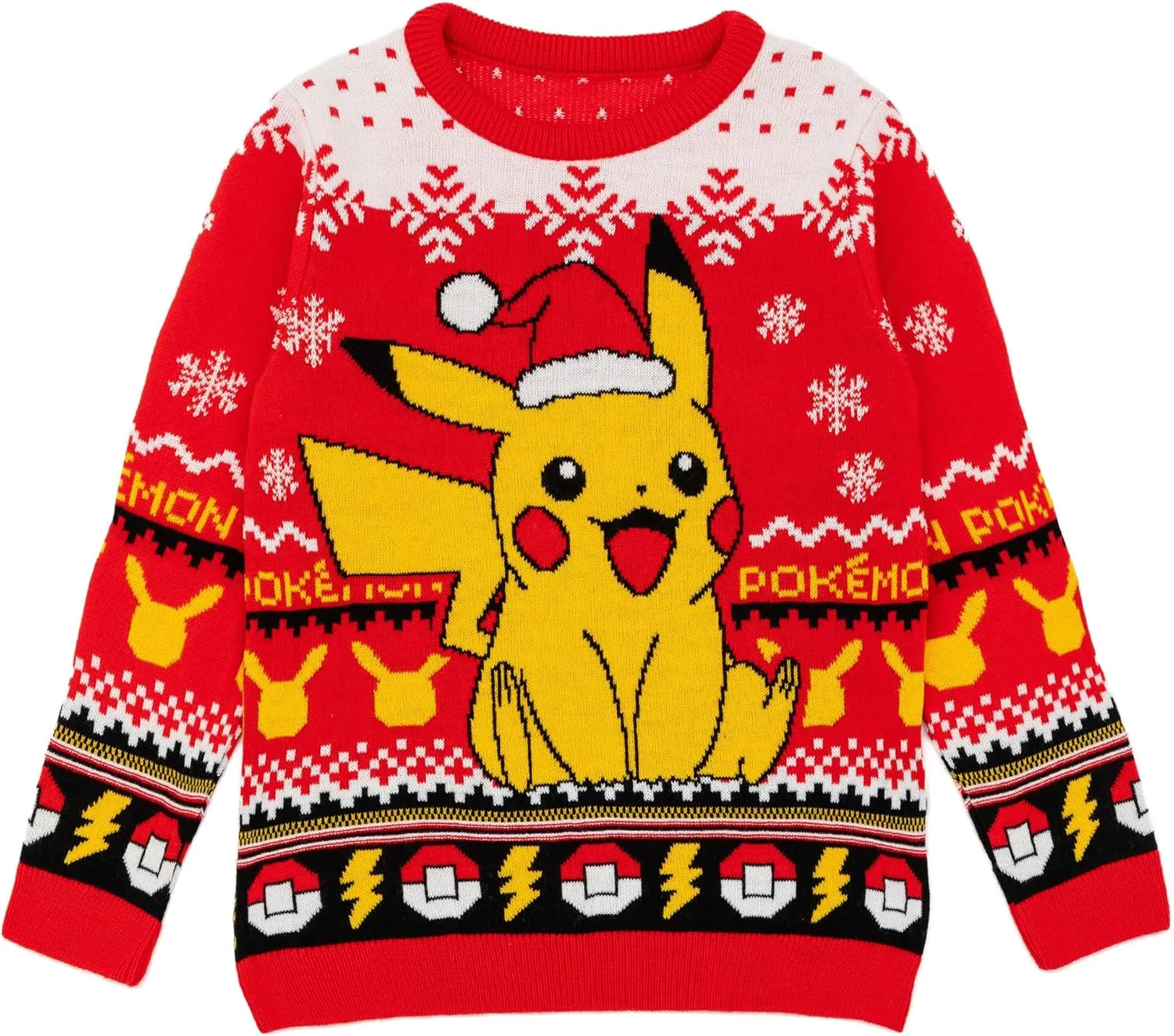 Pokemon Kids Christmas Jumper | Style Options Festive Holiday Pikachu Long Sleeve Knitted Warm Sweater for Children