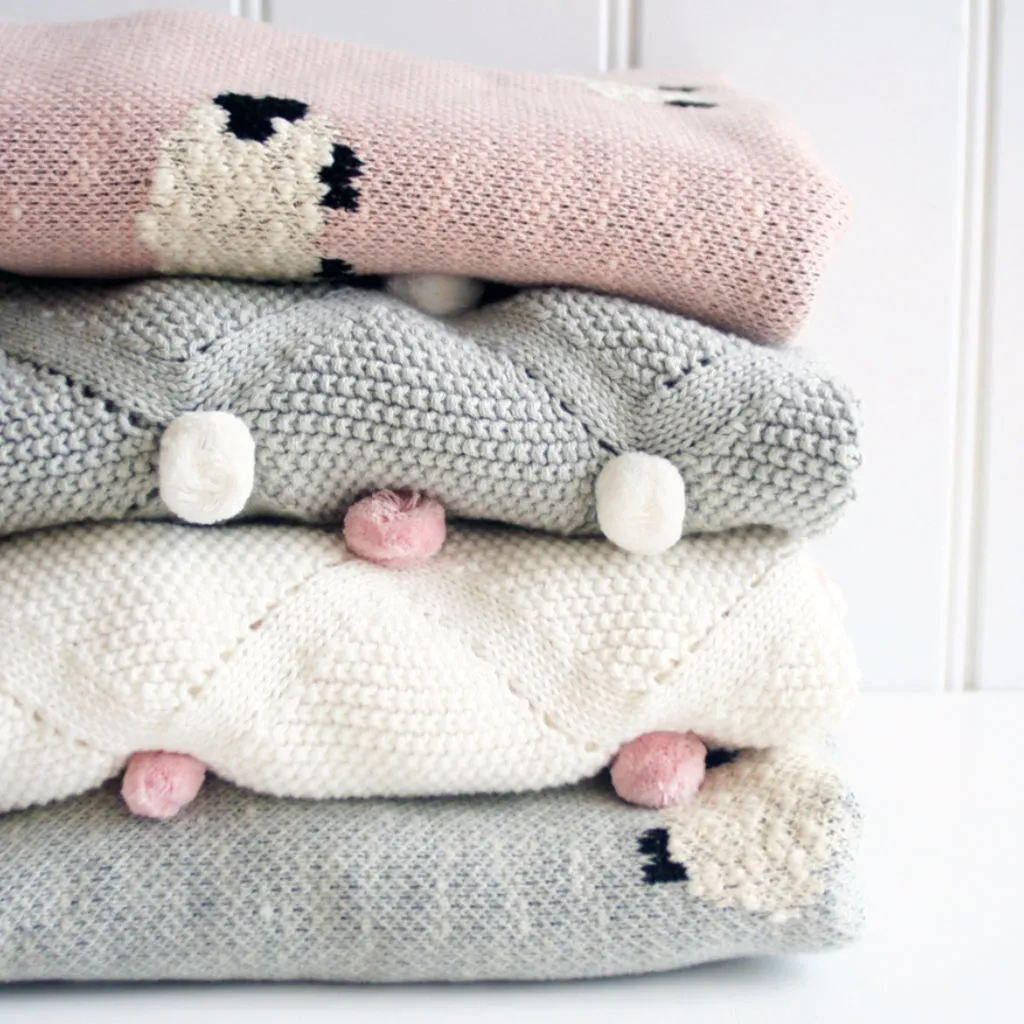 PomPom Blanket Grey/White