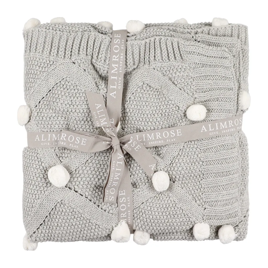 PomPom Blanket Grey/White