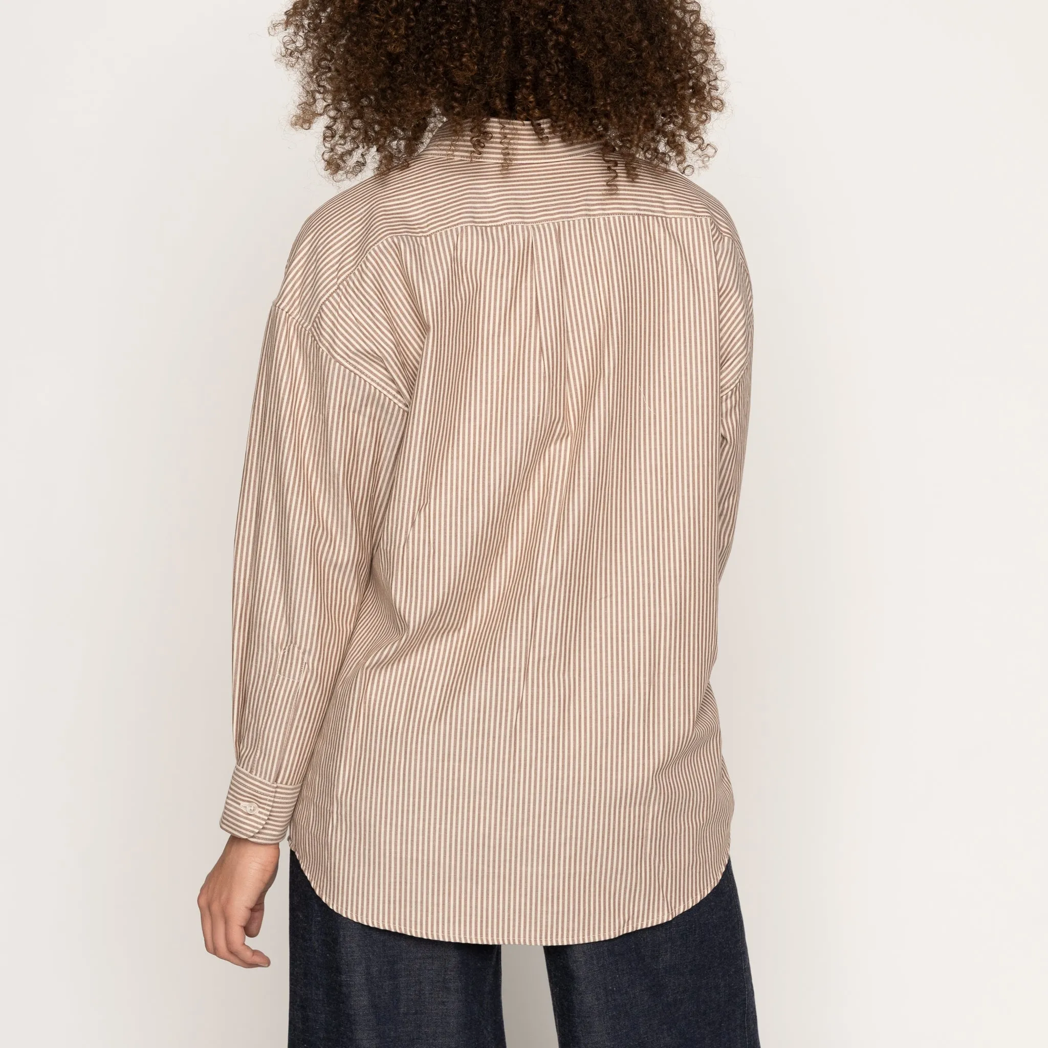 Roomy Shirt - Soft Finish Classic Stripe - Cream   Brown