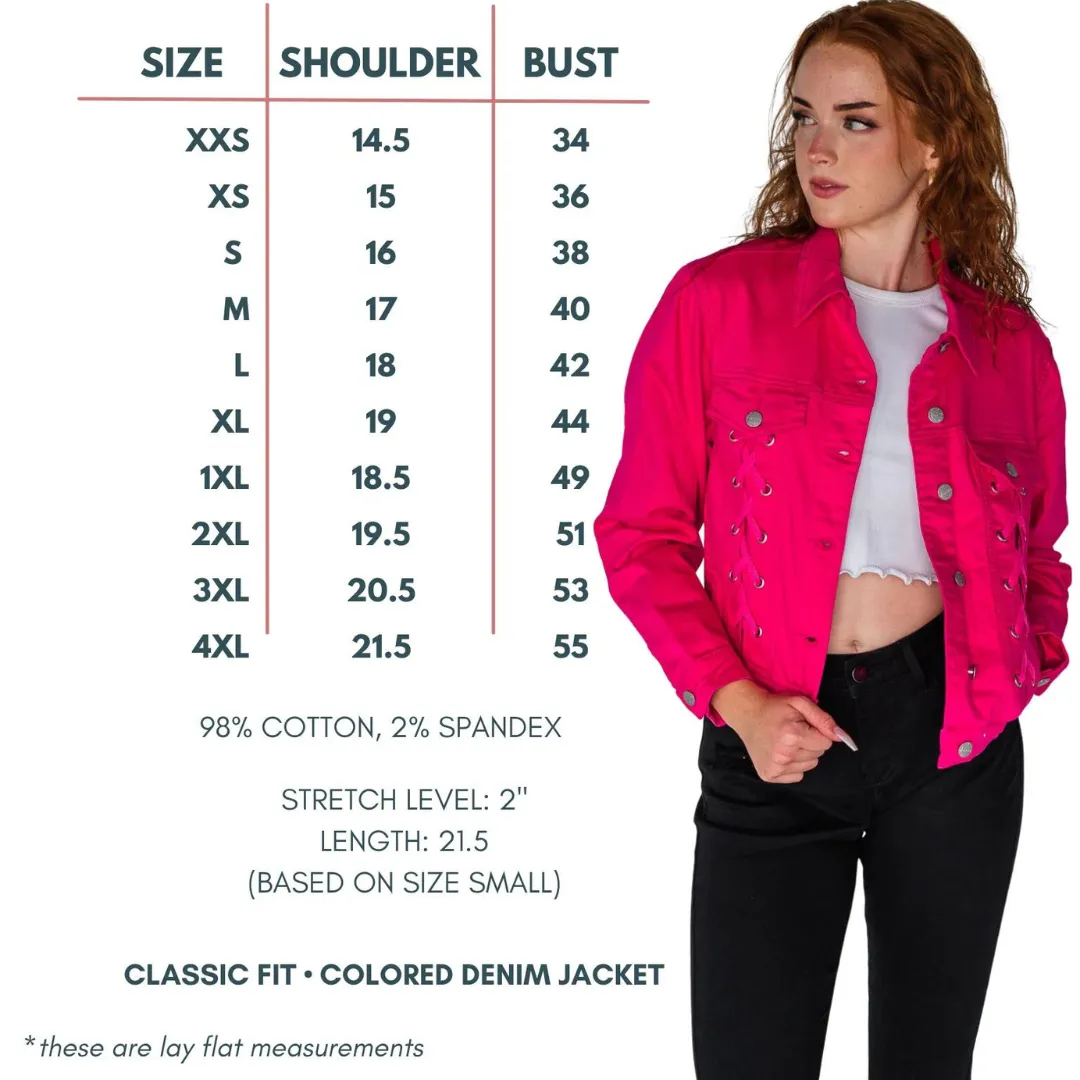 Rubies   Honey Magenta Laced Up Denim Jacket