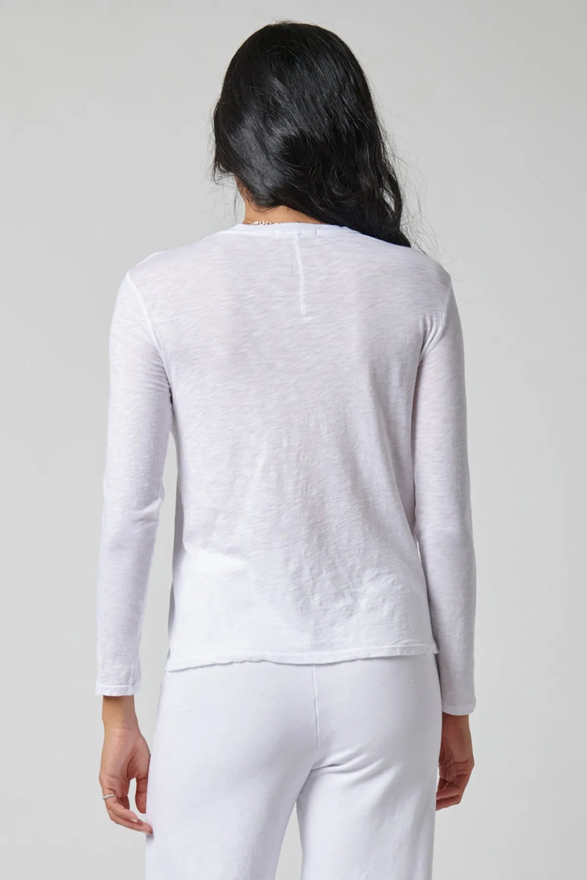 Stateside Supima Slub Jersey Long Sleeve V-Neck T-Shirt in White