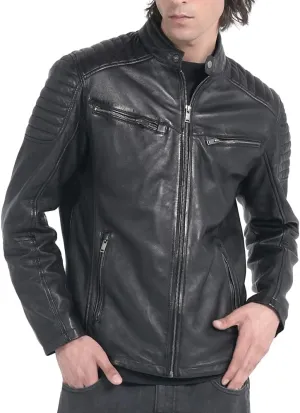 STREGA Men's Quilted Biker Leather Jacket – Moto Style Jacket, Rugged Racer Motorcycle Jacket for Men Premium Fit and Feel.