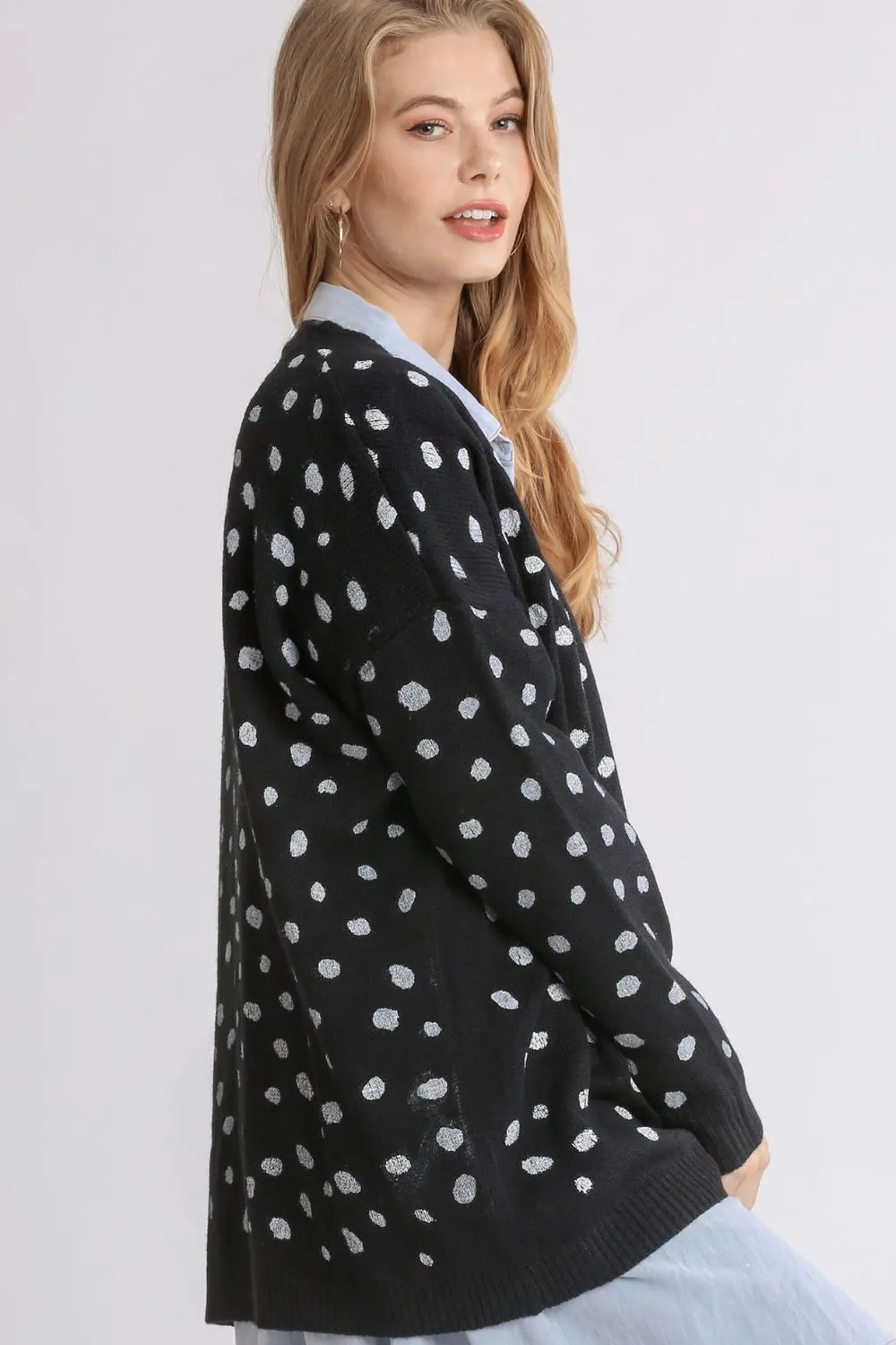 Victoria - Polka Dot Open Front Cardigan -Umgee