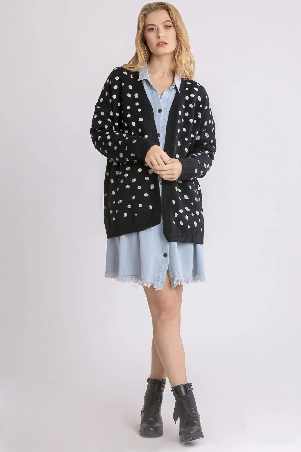 Victoria - Polka Dot Open Front Cardigan -Umgee