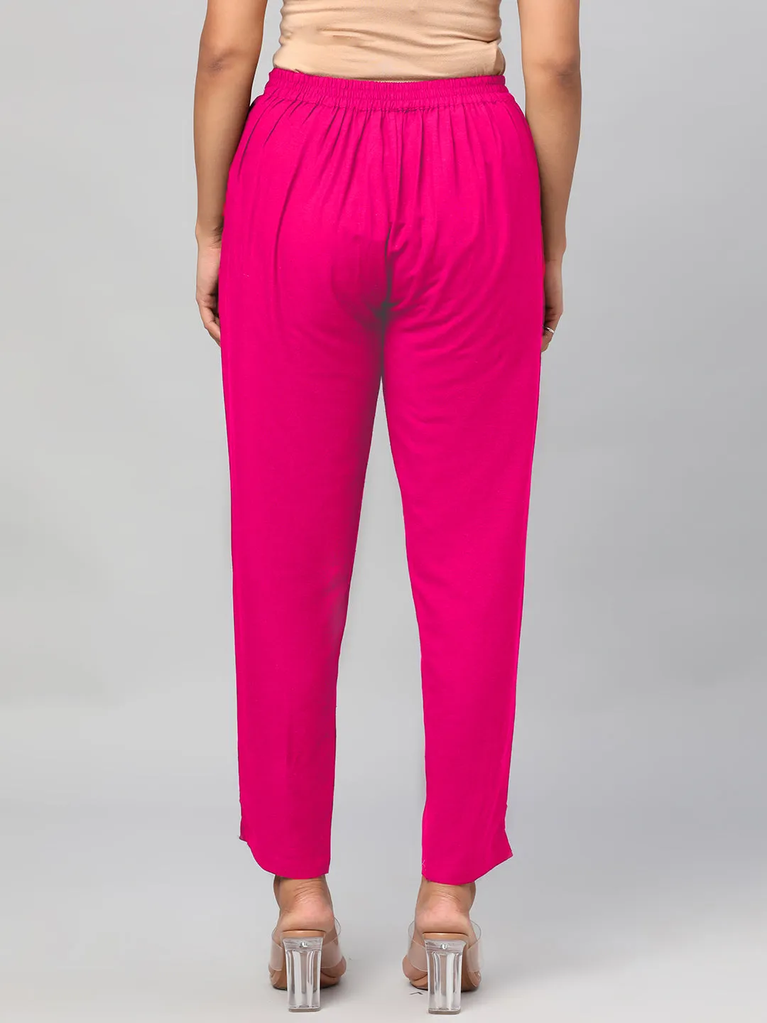 Women Fuchsia Solid Trouser