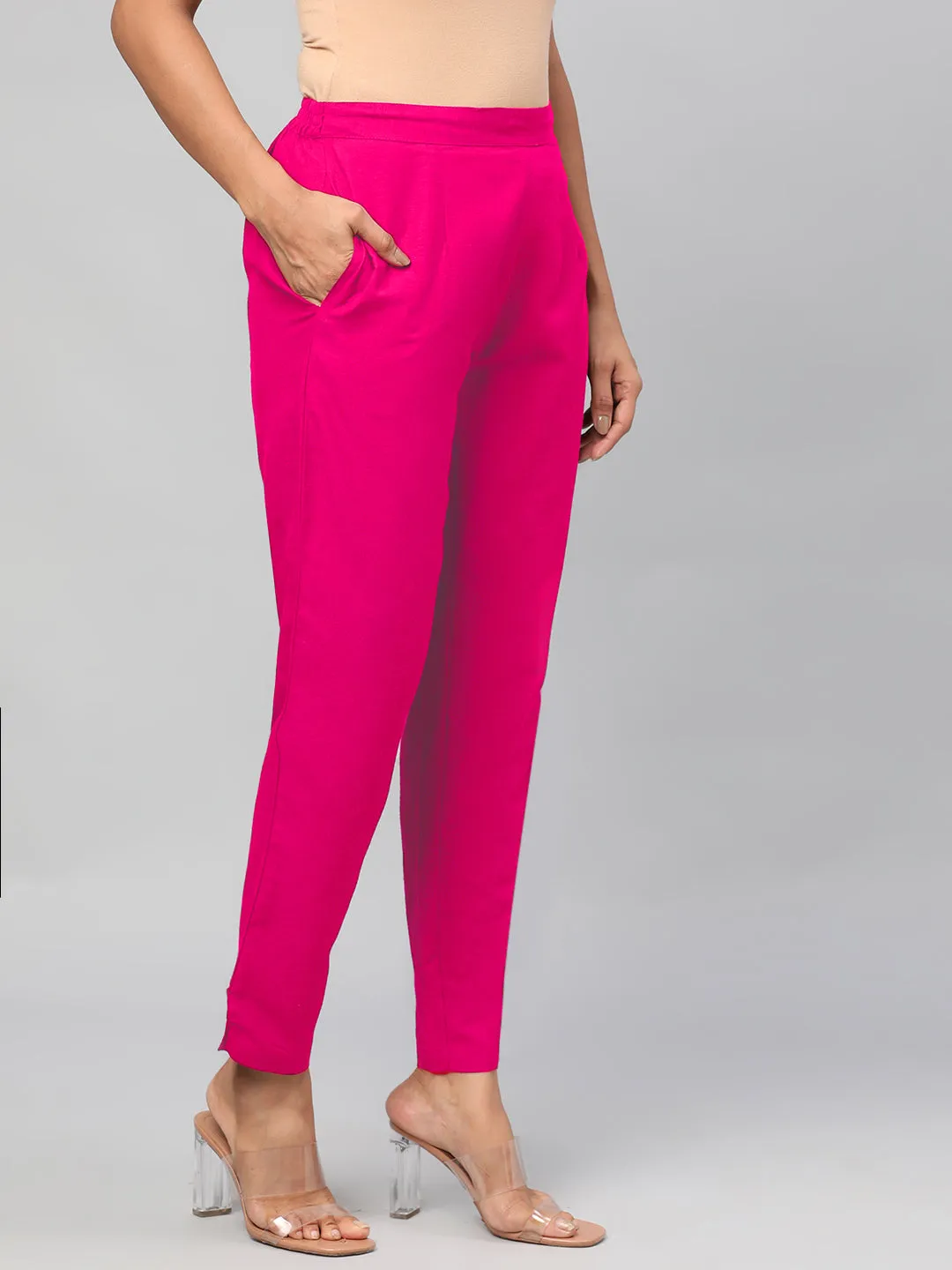 Women Fuchsia Solid Trouser
