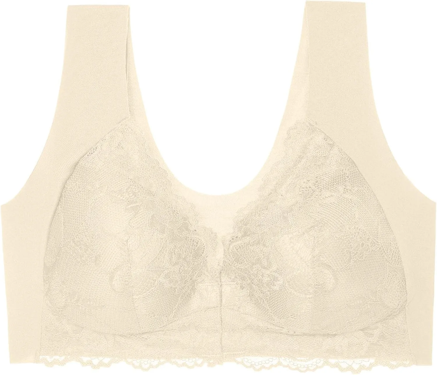 Women's Lace Trim Seamless Bra Wire-Free Breathable Mesh Comfort Lightweight Soft Skin-Friendly Stretchy Snug Fit Bra
