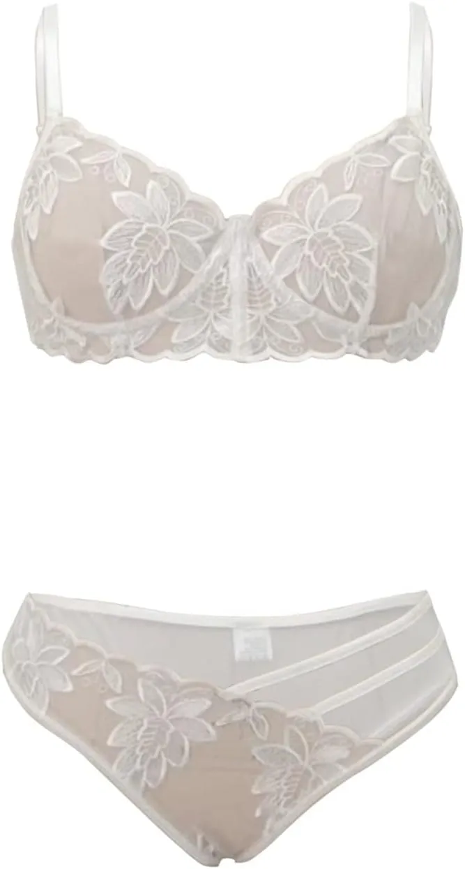 Women's Lace Trim Seamless Bra,2Pcs Stretchy Snug Fit Wire-Free Breathable Mesh Comfort Lightweight Soft