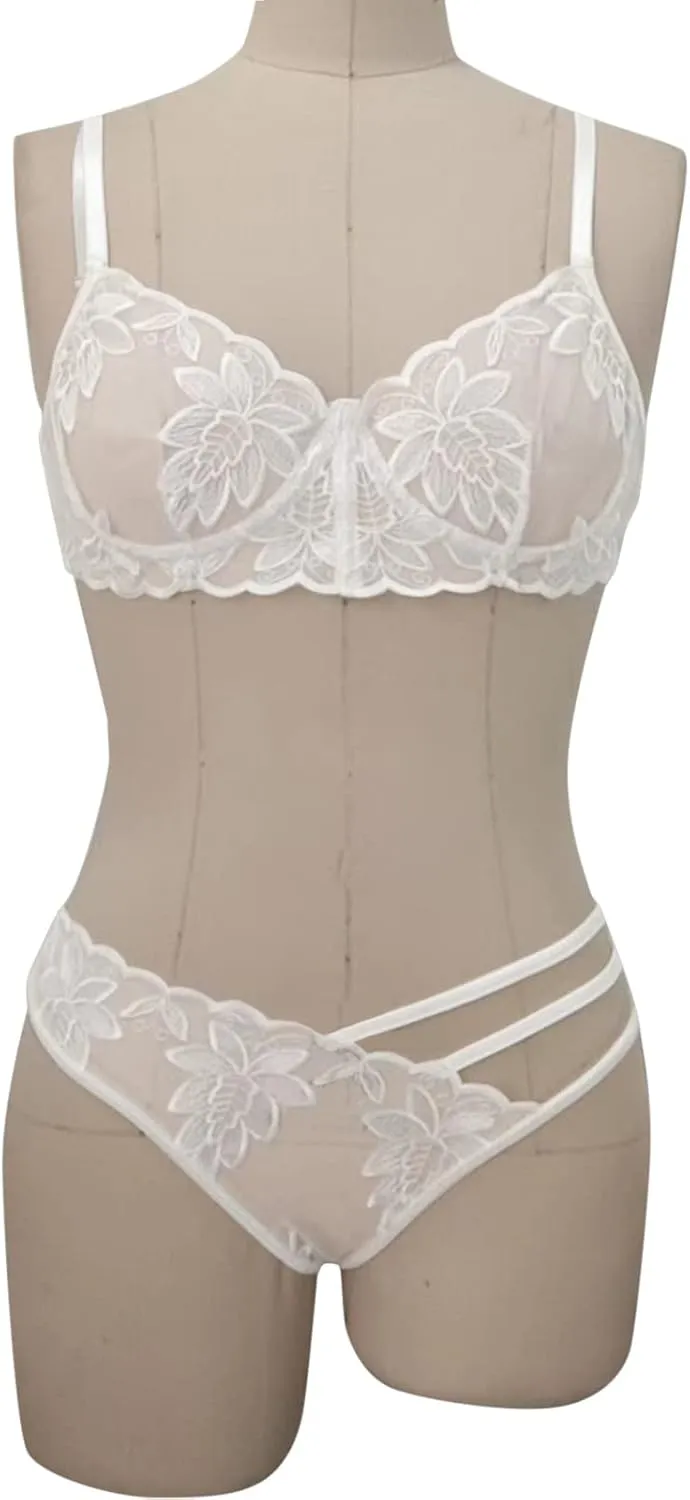 Women's Lace Trim Seamless Bra,2Pcs Stretchy Snug Fit Wire-Free Breathable Mesh Comfort Lightweight Soft