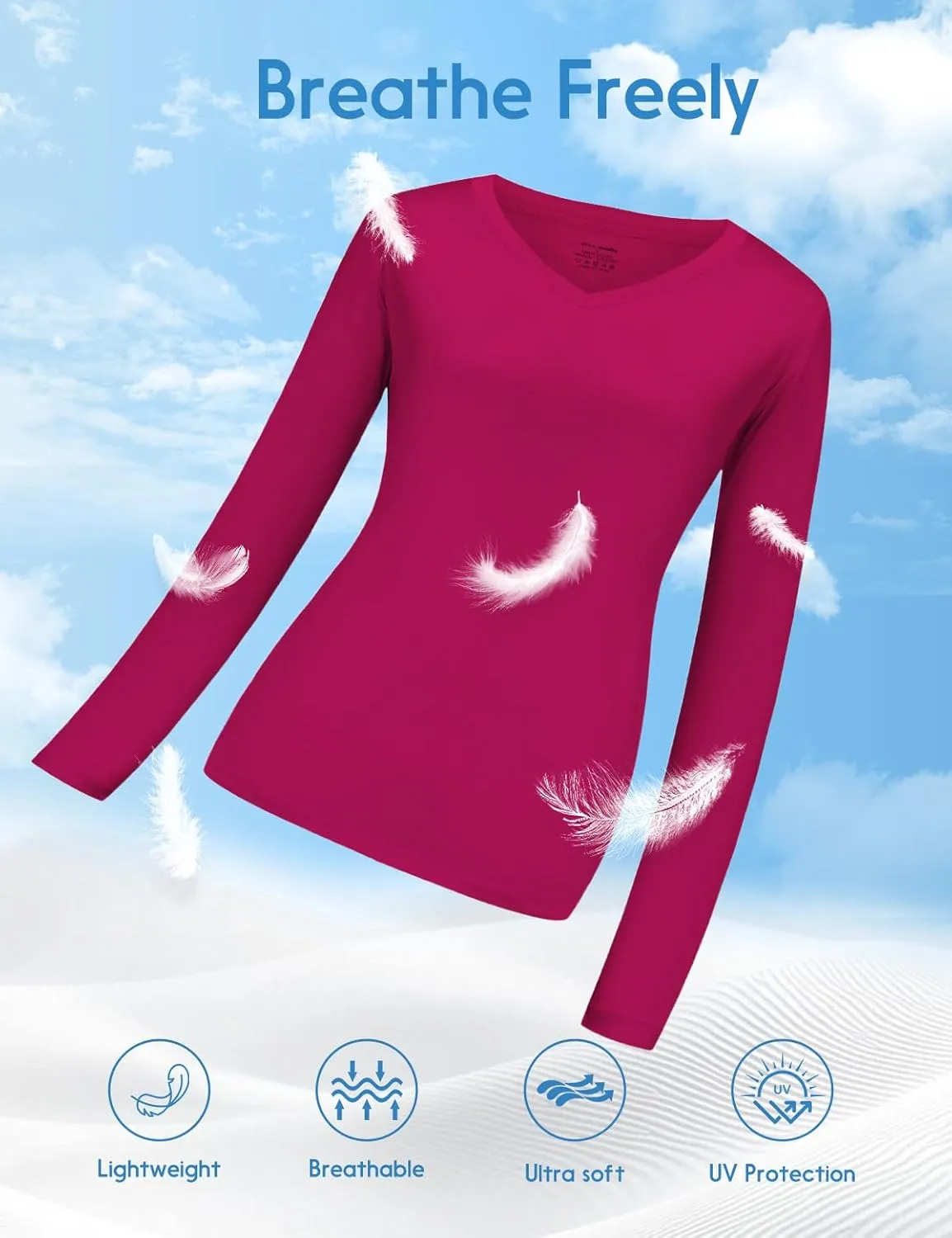 Women's Long Sleeve Moisture Wicking Athletic Shirts Dry Fit Workout Tops for Women
