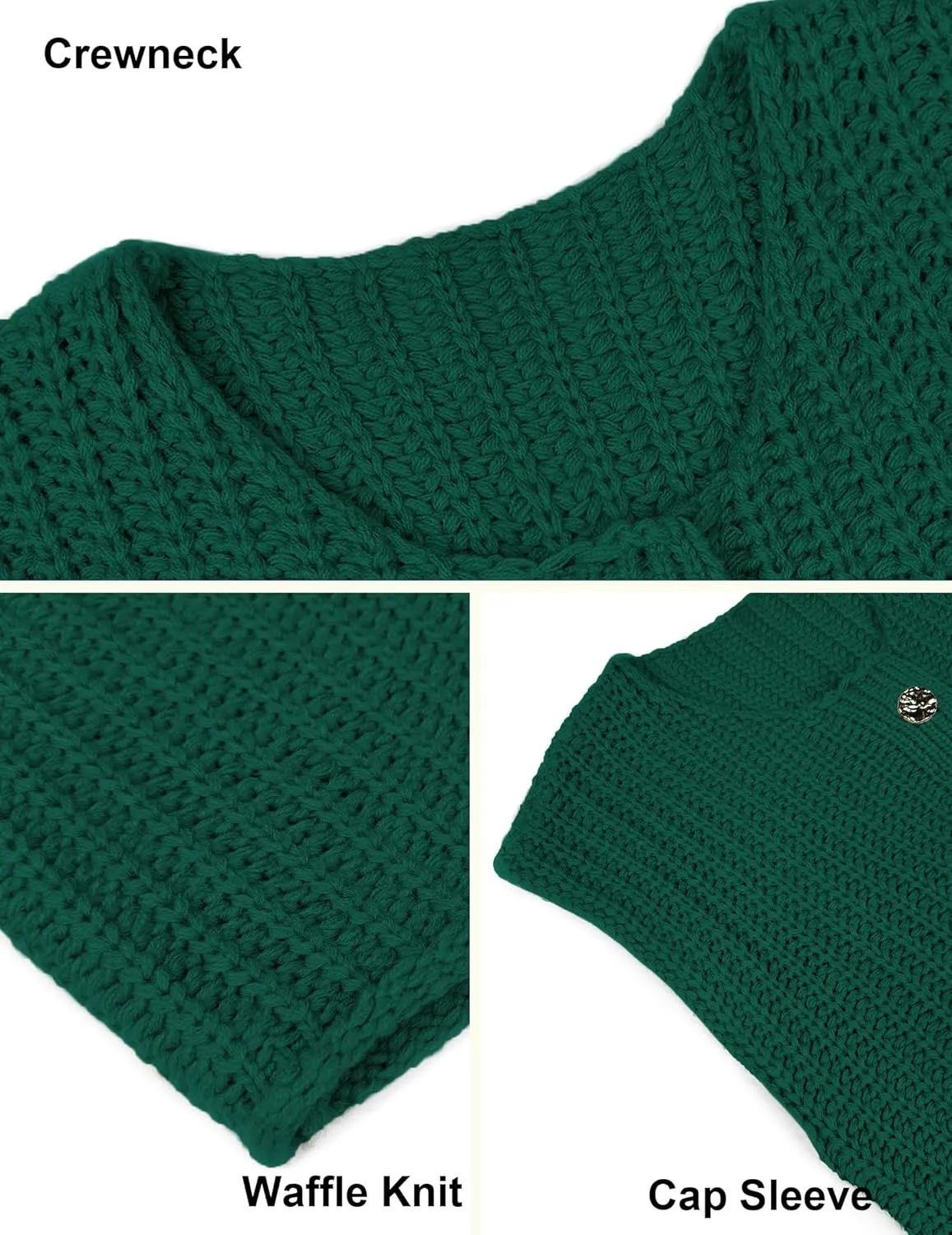 Women's Oversized Cute Cap Sleeve Sweater Vest Fall 2024 Lightweight Crochet Waffle Chunky Knit Button Cardigan Top
