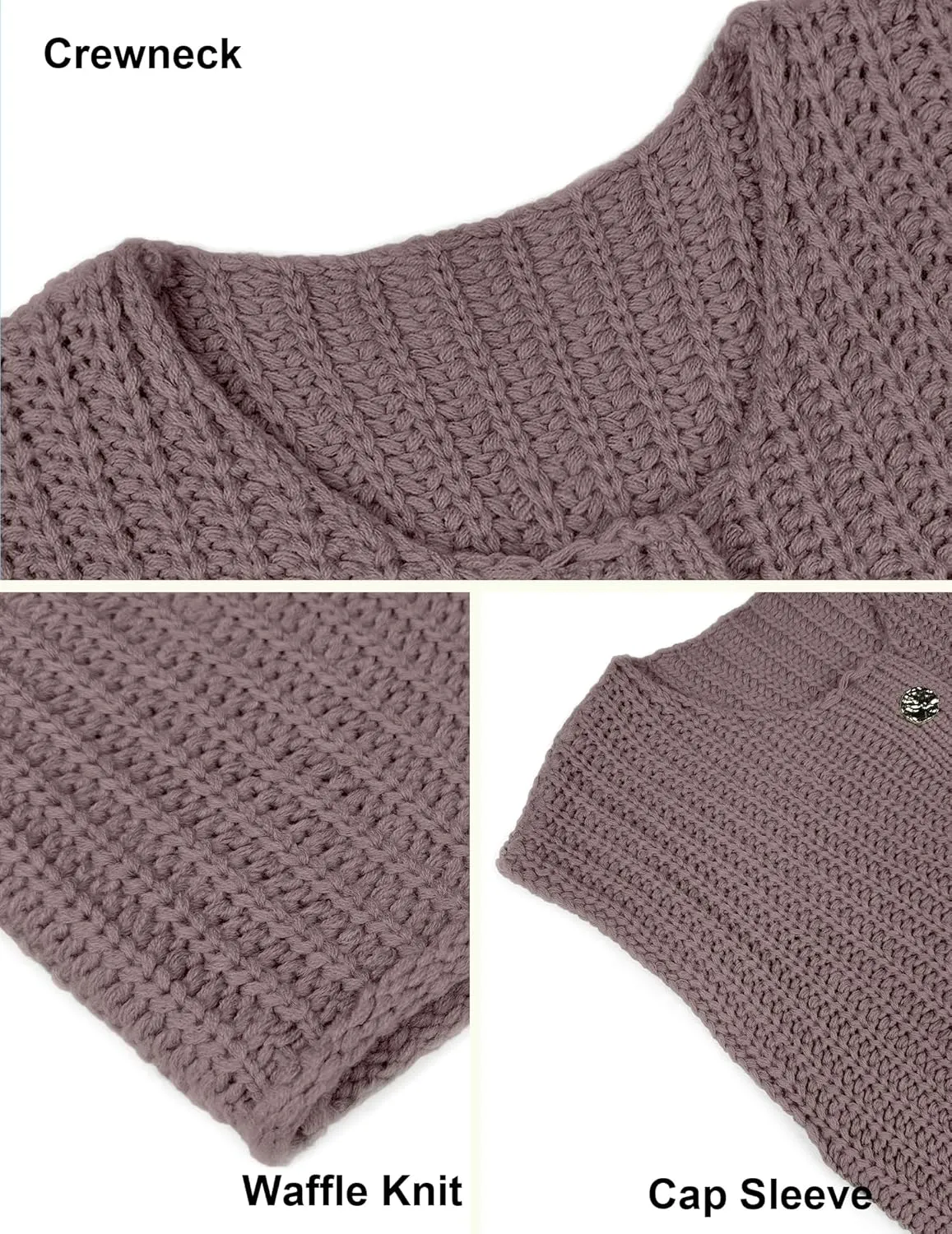Women's Oversized Cute Cap Sleeve Sweater Vest Fall 2024 Lightweight Crochet Waffle Chunky Knit Button Cardigan Top