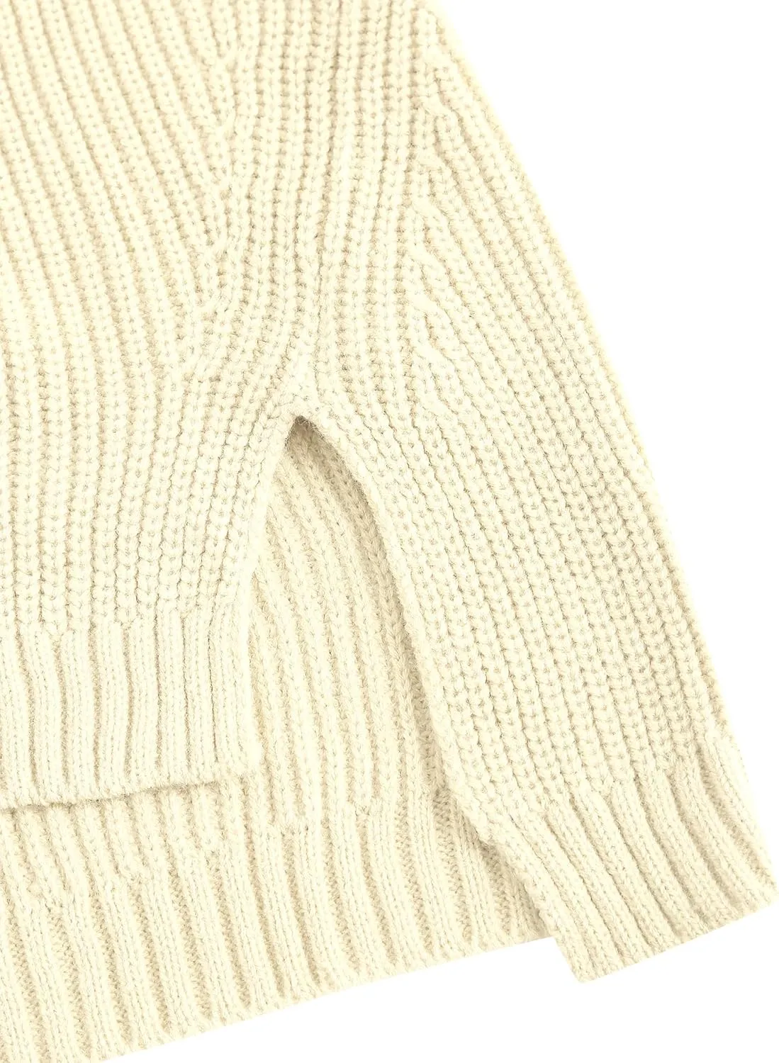 ZAFUL Women's Oversized Sweaters V Neck Long Sleeve Knit Pullover Batwing Drop Shoulder Split Tops Trendy Fall Outfits 2024