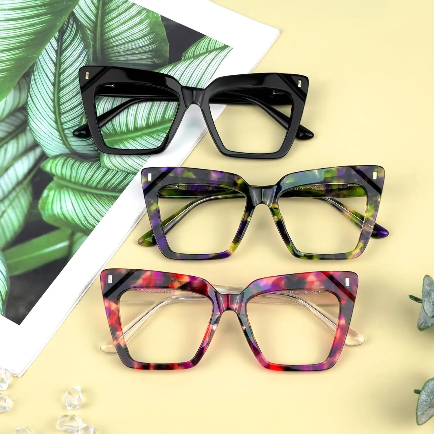 Zeelool Fashion Cat Eye Glasses Frame for Women with Non-prescription Clear Lens Eyeglasses Barnes ZJGA595438
