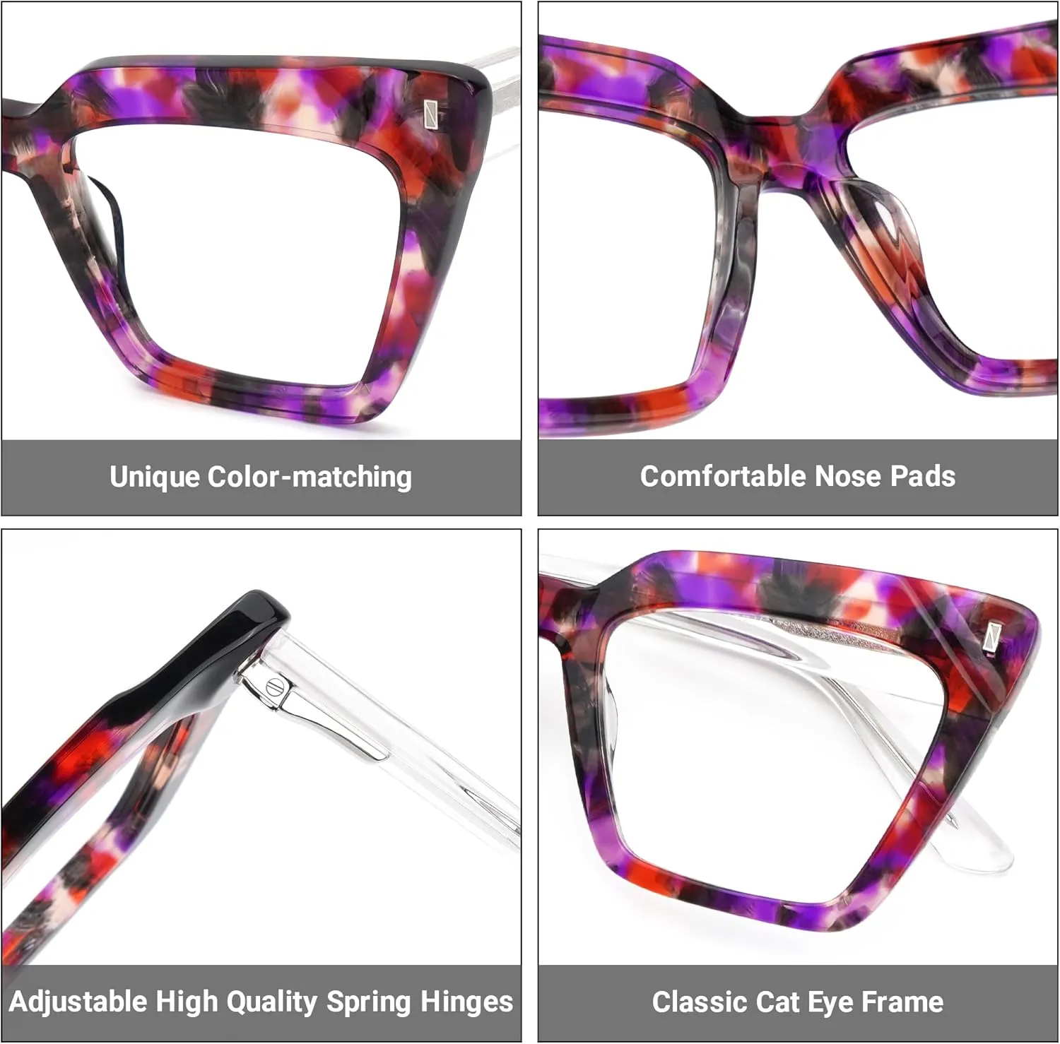 Zeelool Fashion Cat Eye Glasses Frame for Women with Non-prescription Clear Lens Eyeglasses Barnes ZJGA595438